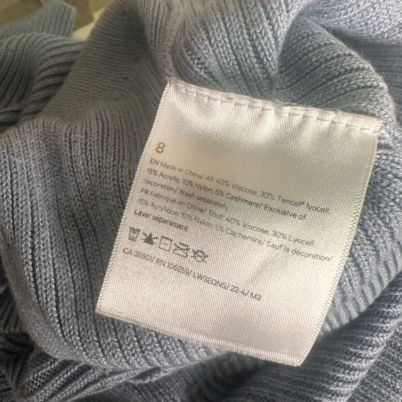 Lululemon Reversible Crossover Sweater • Blue • Bamboo / Cashmere Blend • Sz 8 - Picture 8 of 8